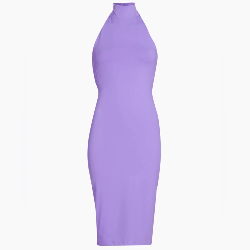 Susana Monaco High Neck Halter Midi Dress BarbieCORE Hit Pink NWT X Small - Picture 5 of 14